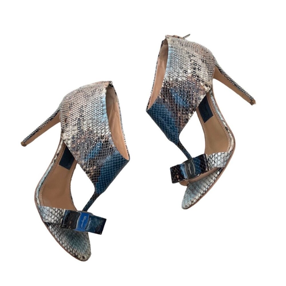 Salvatore Ferragamo Multicolor Python Sandals Hee… - image 2